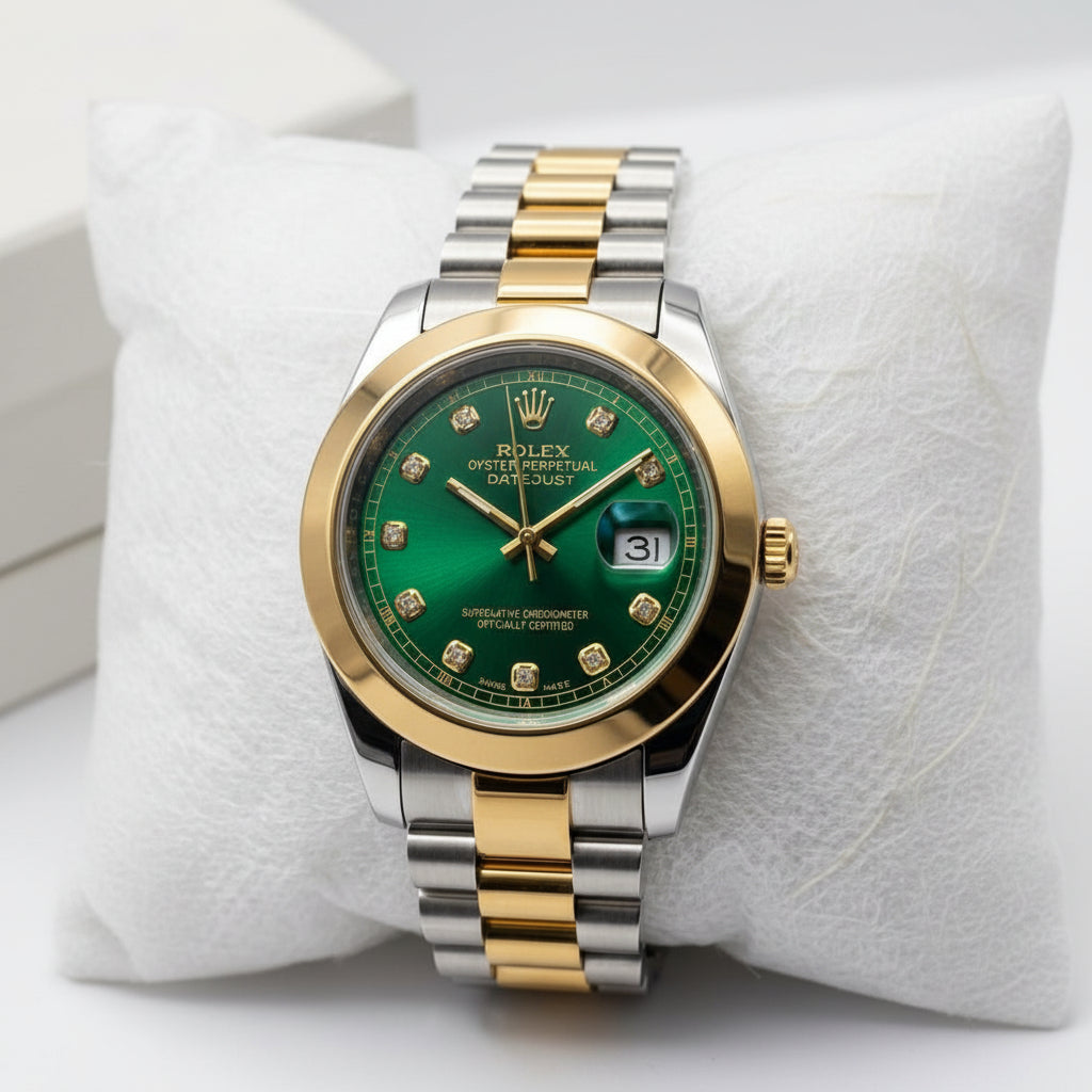 Rolex Datejust Inspired Two-Tone Green Dial Watch